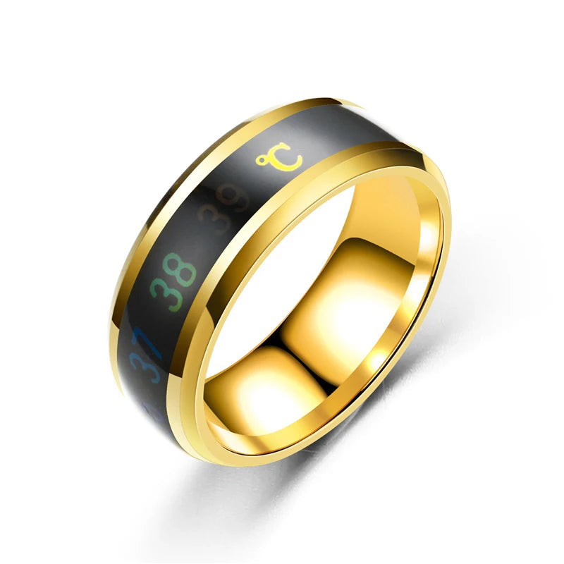 Bague de température intelligente en acier titane, changement d'émotion, bague mesure de température intelligente, Waterproof.