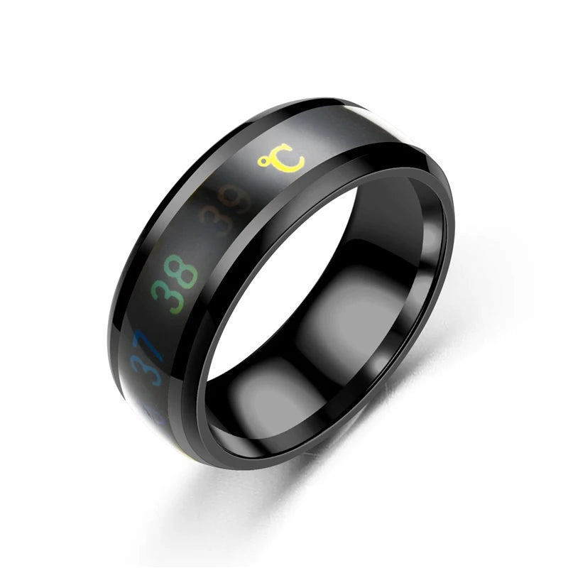 Bague de température intelligente en acier titane, changement d'émotion, bague mesure de température intelligente, Waterproof.