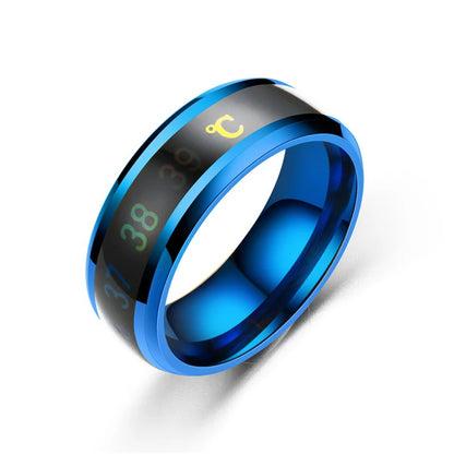 Bague de température intelligente en acier titane, changement d'émotion, bague mesure de température intelligente, Waterproof.