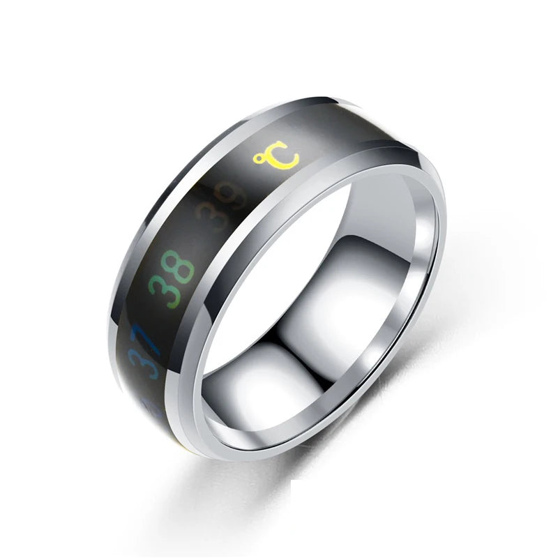 Bague de température intelligente en acier titane, changement d'émotion, bague mesure de température intelligente, Waterproof.