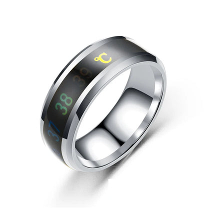 Bague de température intelligente en acier titane, changement d'émotion, bague mesure de température intelligente, Waterproof.
