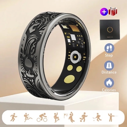 Anneau pour homme et femme avec moniteur de fréquence cardiaque et d'oxygène dans le sang, modes multi-sports, compatible avec Android et iOS