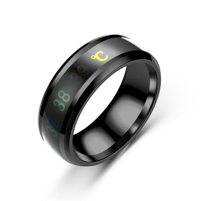 Bague de température intelligente en acier titane, changement d'émotion, bague mesure de température intelligente, Waterproof.